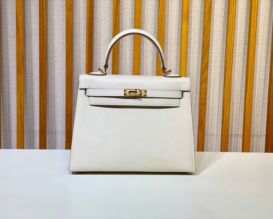 Hermes Kelly 25 White Epsom