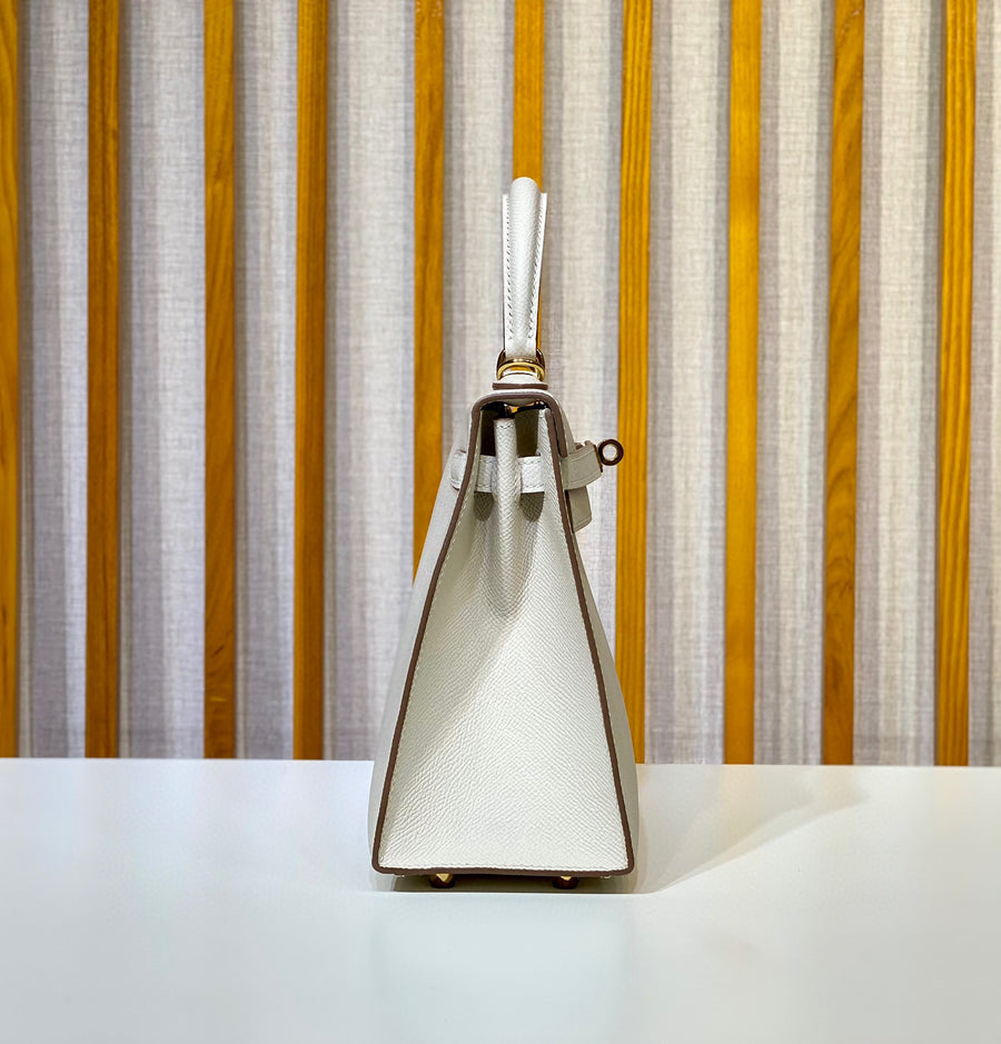 Hermes Kelly 25 White Epsom