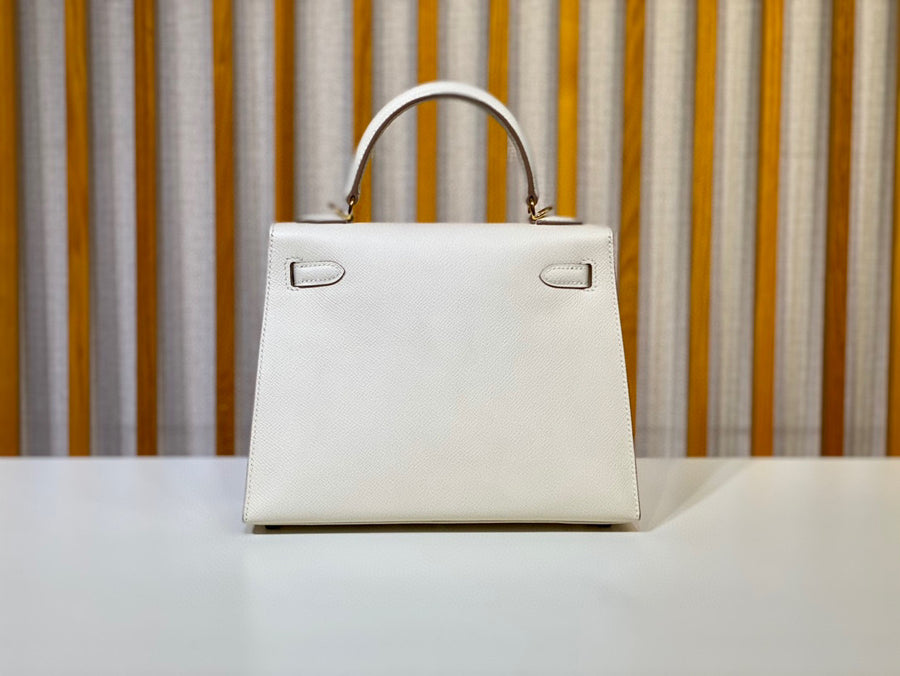 Hermes Kelly 25 White Epsom