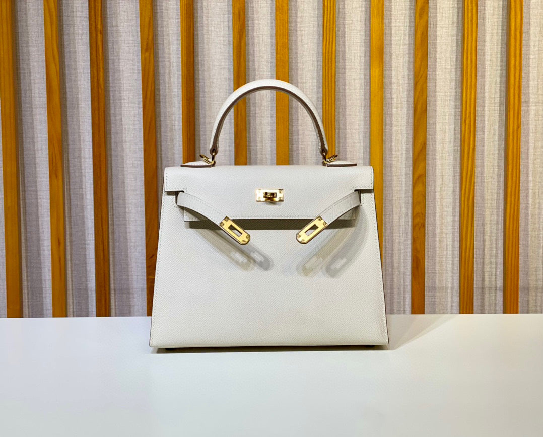 Hermes Kelly 25 White Epsom