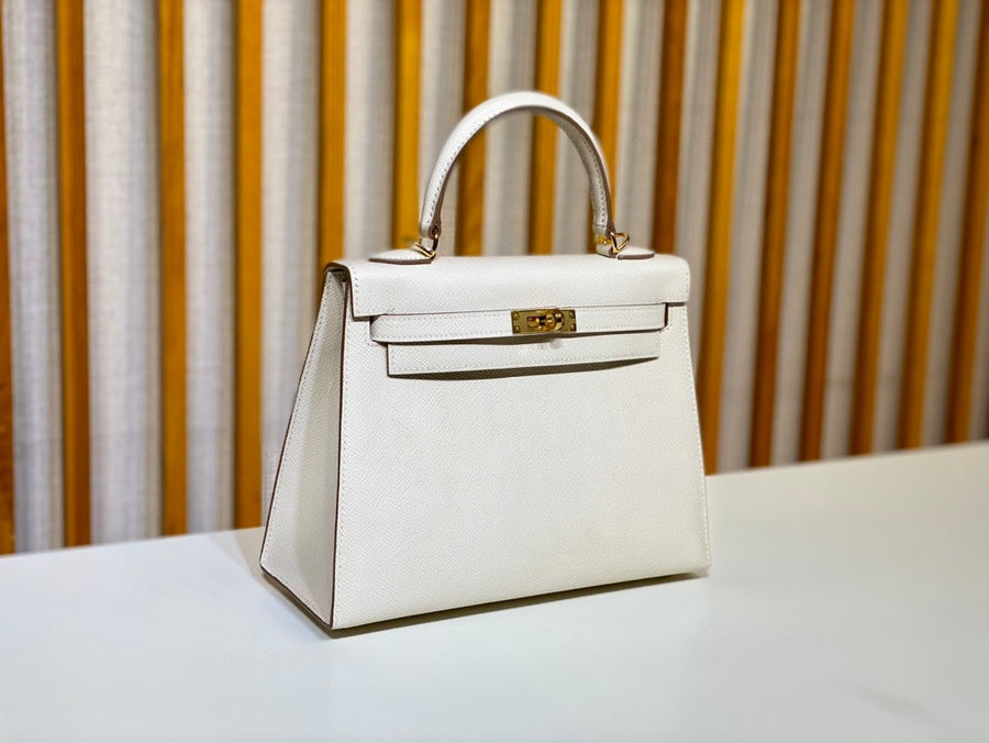 Hermes Kelly 25 白色 Epsom