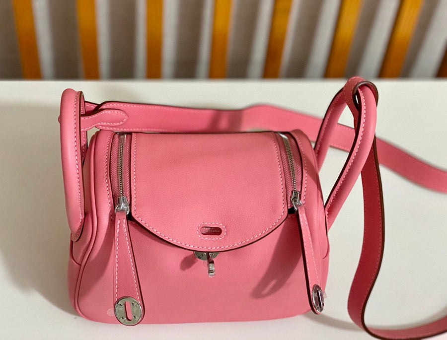 Hermes Mini Lindy Rose Confetti Taurillon Clemence