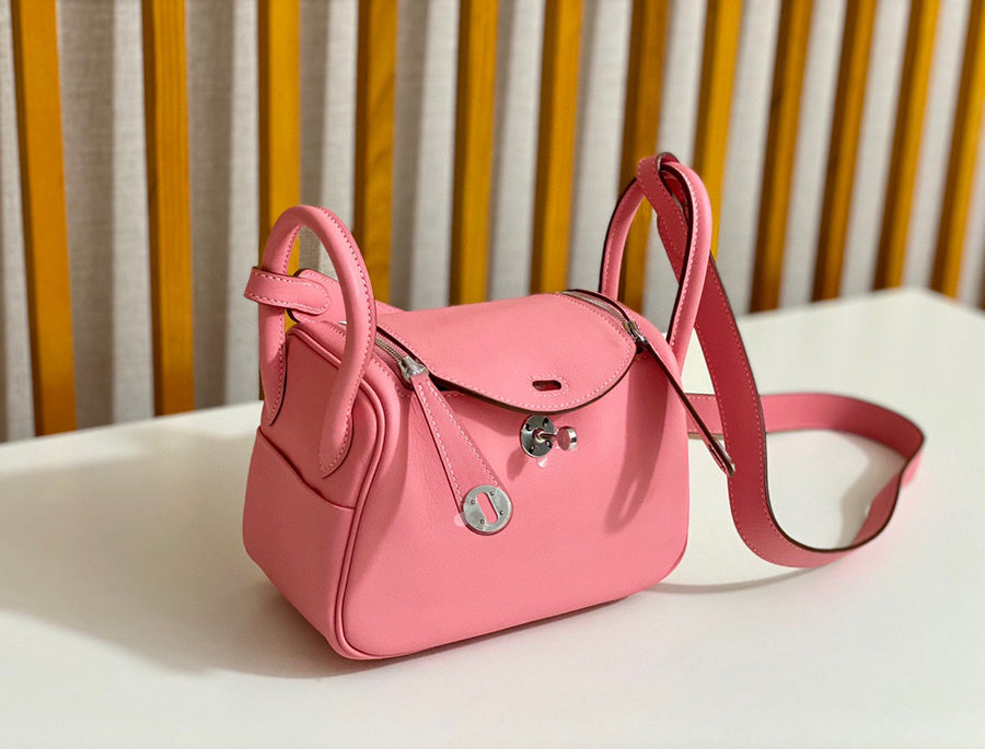 Hermes Mini Lindy Rose Confetti Taurillon Clemence