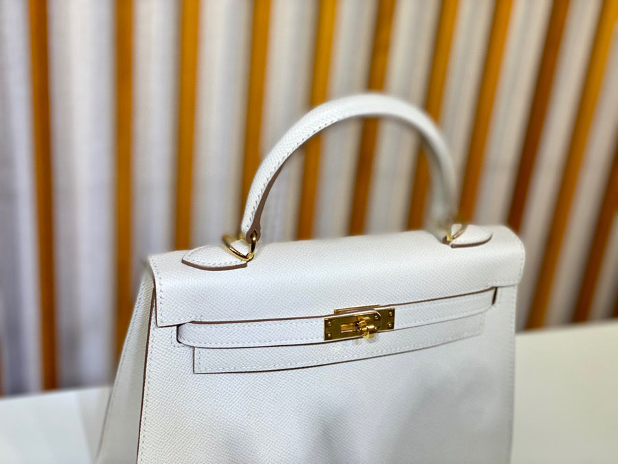 Hermes Kelly 25 白色 Epsom