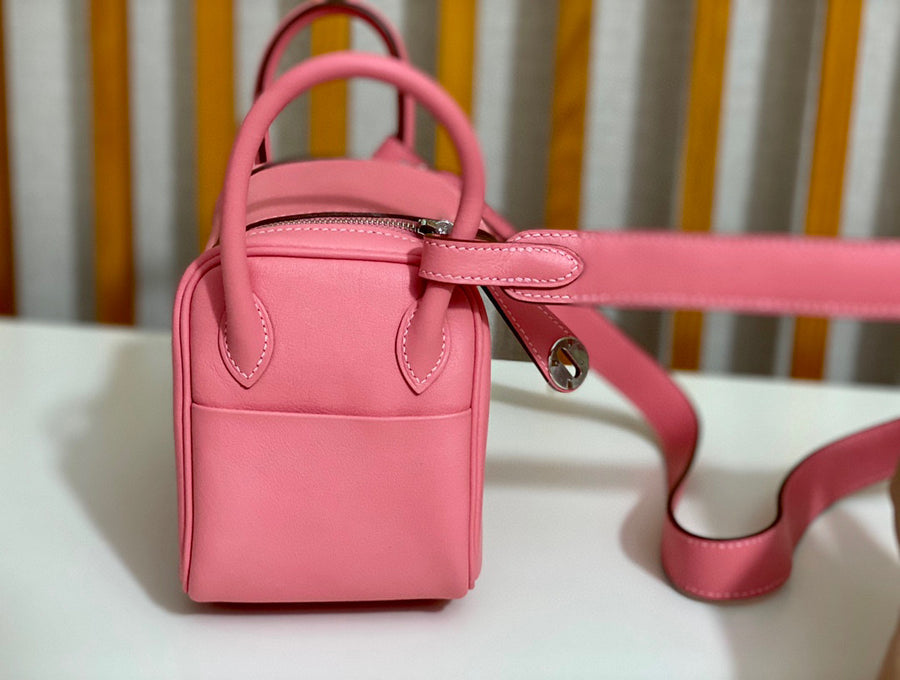 Hermes Mini Lindy Rose Confetti Taurillon Clemence