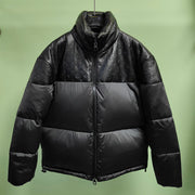 LV Black Leather Down Jacket