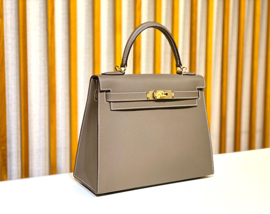 Hermes Kelly 28 Etoupe Epsom Gold Hardware