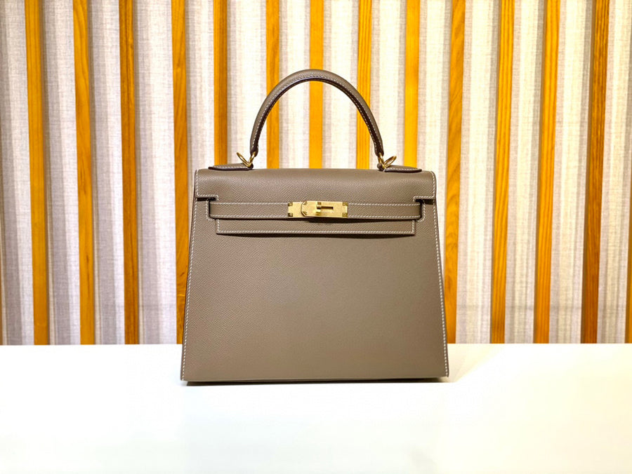 Hermes Kelly 28 Etoupe Epsom 金色五金