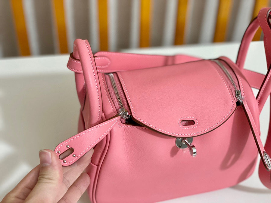 Hermes Mini Lindy Rose 五彩纸屑 Taurillon Clemence