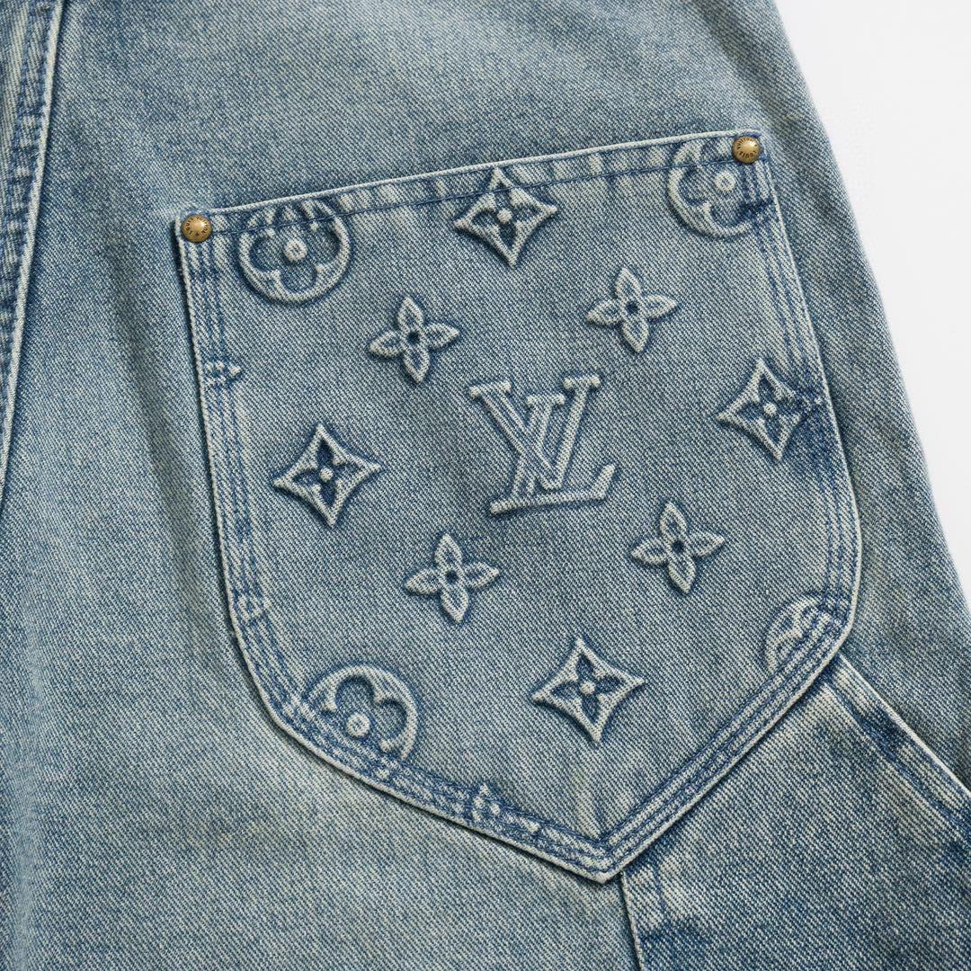 Lv Washed Denim Shorts